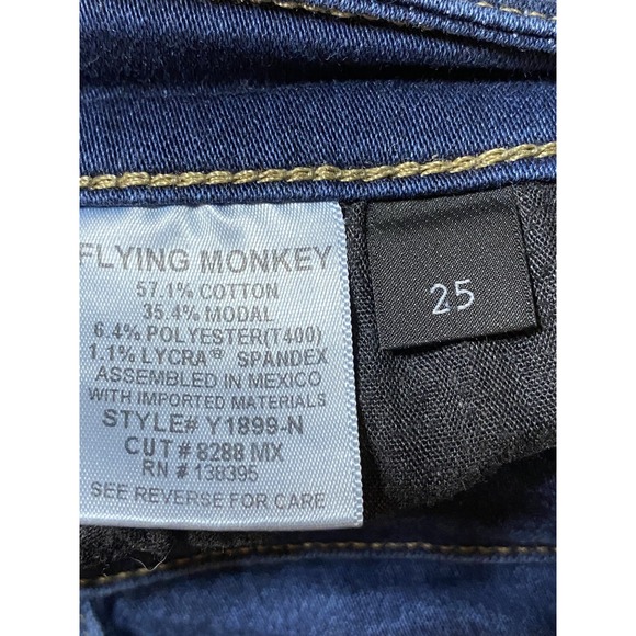 EUC Flying Monkey High Rise Skinny Jeans Size 25 X 32 Dark Wash Cotton Blend - Picture 6 of 6